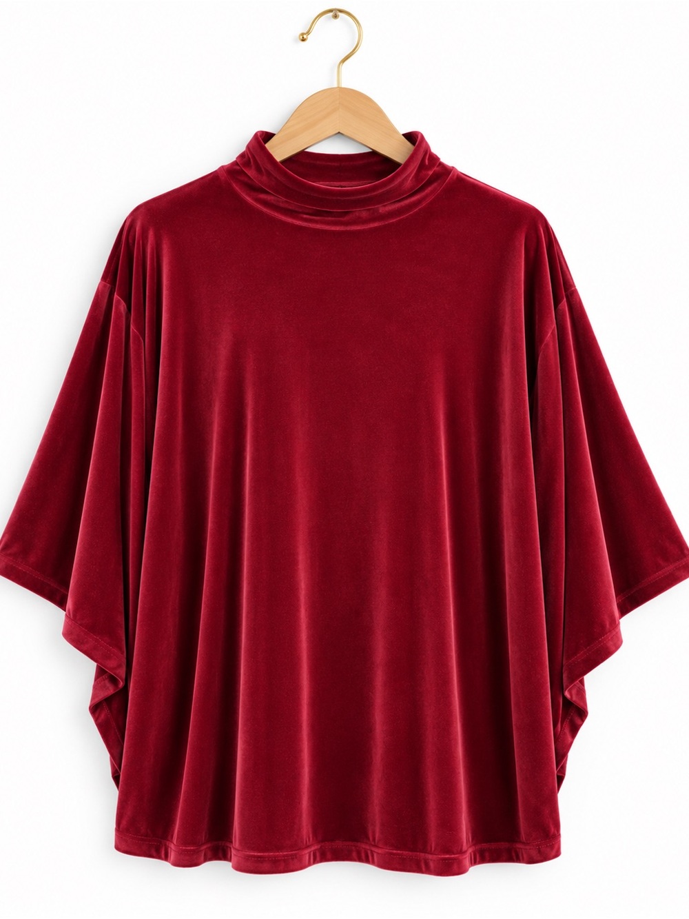 Umgee Crushed Velvet 70s Mock Neck Retro Top Size M